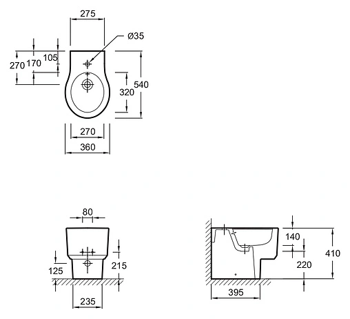Биде напольное Jacob Delafon Formilia белый E4775-00