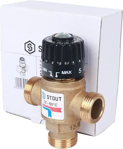 Трехходовой термостатический смесительный клапан ¾&quot; +35...+60°С Kvs 1.6 Stout SVM-0120-166020