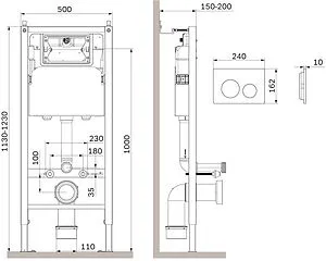 Инсталляция для подвесного унитаза Set 4 в 1 Am.Pm PrimeFit I012709.0151 с кнопкой хром глянцевый Инсталляция для подвесного унитаза Set 4 в 1 Am.Pm PrimeFit I012709.0151 с кнопкой хром глянцевый, 2