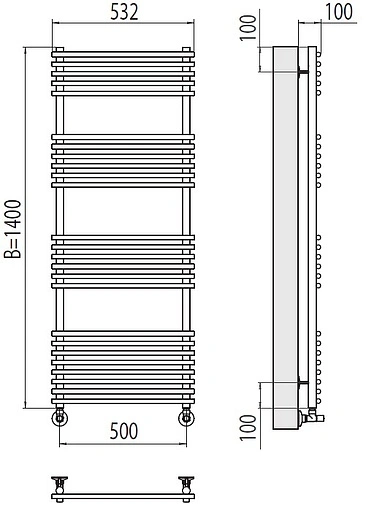 Полотенцесушитель водяной лесенка Terminus Ватра П25 500х1400 полированная сталь 4670078530578