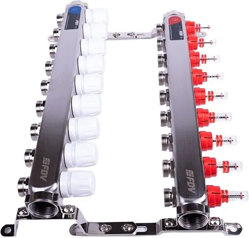 Группа коллекторная с расходомерами 10 отводов 1&quot;в/в x ¾&quot;ек FDV S1103C-2/10