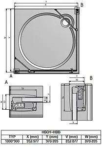 Душевое ограждение 1000x900мм прозрачное стекло Roltechnik Hitech Line HBO1+HBB/1000*900 284-1000000-06-02+286-9000000-06-02 Душевое ограждение 1000x900мм прозрачное стекло Roltechnik Hitech Line HBO1+HBB/1000*900 284-1000000-06-02+286-9000000-06-02, 3