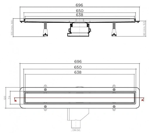 Лоток душевой Set 650мм h=52мм 0.8л/сек Pestan Betto Line 650 13702510 Лоток душевой Set 650мм h=52мм 0.8л/сек Pestan Betto Line 650 13702510