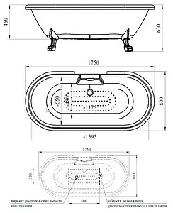 Ванна акриловая отдельностоящая Radomir Леонесса 175х80 на ножках "лилия" бронза 1-01-4-0-9-138 Ванна акриловая отдельностоящая Radomir Леонесса 175х80 на ножках "лилия" бронза 1-01-4-0-9-138, 2