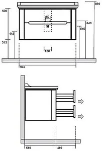 Тумба-умывальник Kerasan Waldorf 100 Nero matt 925531+4142K1bi/cr*3 Тумба-умывальник Kerasan Waldorf 100 Nero matt 925531+4142K1bi/cr*3, 2