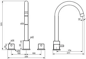 Смеситель для раковины Damixa Scandinavian Pure хром 360200000 Смеситель для раковины Damixa Scandinavian Pure хром 360200000, 2