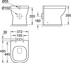 Унитаз приставной безободковый Grohe Euro Ceramic белый 39329000, 2