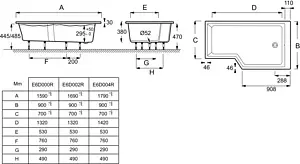 Ванна акриловая Jacob Delafon Bain-Douche NEO 170x90 R E6D002R-00, 2