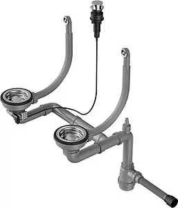 Сифон бутылочный для двойной мойки с переливом Omoikiri WK-2-R-A-IN 4956506 Сифон бутылочный для двойной мойки с переливом Omoikiri WK-2-R-A-IN 4956506, 1