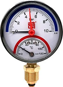 Термоманометр радиальный STI 80мм 10 бар 120°С ½&quot; ТМР80-12-10УП, 1