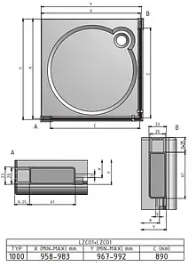 Душевое ограждение 1000x1000мм прозрачное стекло Roltechnik Lega Lift Line LZCO1+LZCO1/1000*1000 227-1000000-00-02+227-1000000-00-02, 2