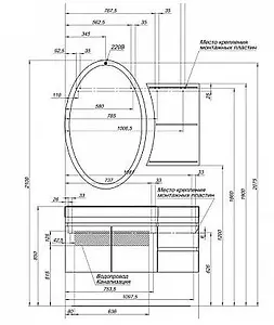 Тумба-умывальник подвесная Aquanet Опера 115 L белый 00169613+00169398 Тумба-умывальник подвесная Aquanet Опера 115 L белый 00169613+00169398, 3