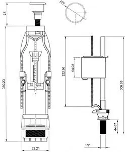 Комплект арматуры для бачка однорежимный ½&quot; пластик нижний BERGES Eko 11 030311, 2