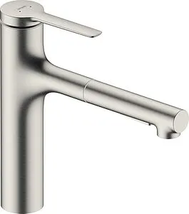 Смеситель для кухни с выдвижным изливом Hansgrohe Zesis M33 160 2jet sBox lite под сталь 74804800 Смеситель для кухни с выдвижным изливом Hansgrohe Zesis M33 160 2jet sBox lite под сталь 74804800, 1