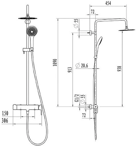 Душевая система со смесителем для душа Villeroy&amp;Boch Embrace хром TVS1082000461