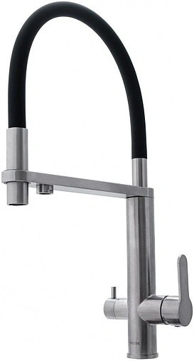 Смеситель для кухни с подключением к фильтру Swedbe Selene Plus нержавеющая сталь/чёрный 8440К