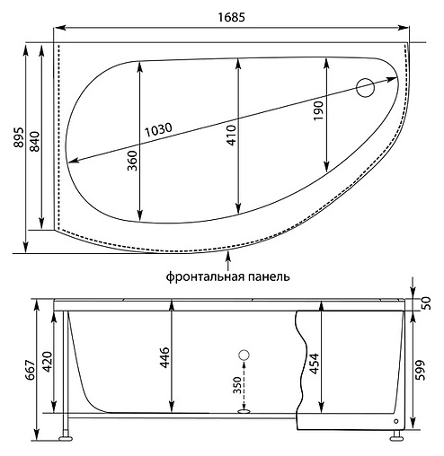 Ванна акриловая Aquanet Augusta 170x90 L 00203904