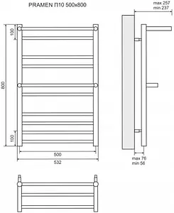 Полотенцесушитель водяной лесенка Lemark Pramen П10 500x800 полированная сталь LM33810 Полотенцесушитель водяной лесенка Lemark Pramen П10 500x800 полированная сталь LM33810, 2