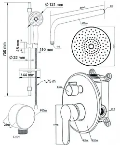 Душевая система со смесителем для душа Swedbe Platta хром 5535 Душевая система со смесителем для душа Swedbe Platta хром 5535, 2