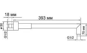 Держатель верхнего душа на стену Wasserkraft хром A019, 4
