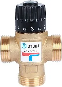 Трехходовой термостатический смесительный клапан 1&quot; +35...+60°С Kvs 1.6 Stout SVM-0120-166025, 2