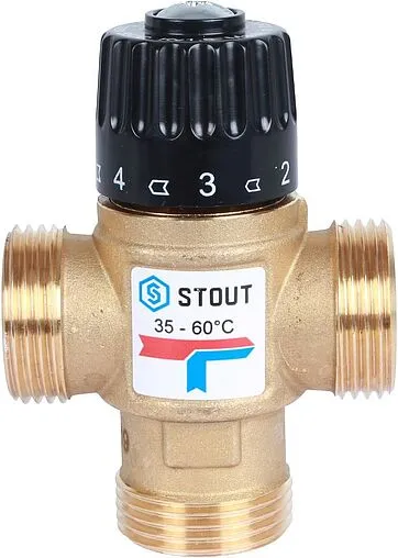 Трехходовой термостатический смесительный клапан 1&quot; +35...+60°С Kvs 1.6 Stout SVM-0120-166025