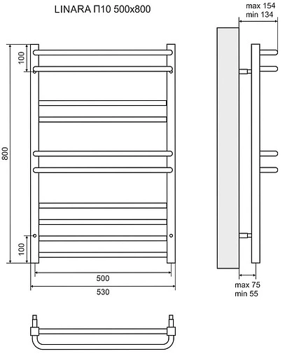 Полотенцесушитель электрический лесенка Lemark Linara П10 800х500 полированная сталь LM04810E