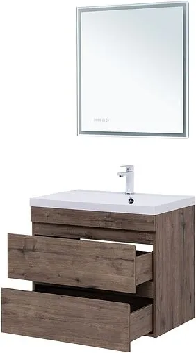 Тумба под умывальник подвесная Aquanet Нота New 75 дуб веллингтон/табак 00334192