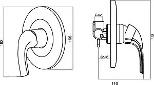 Смеситель для душа скрытого монтажа Am.Pm Sense хром F7575000 Смеситель для душа скрытого монтажа Am.Pm Sense хром F7575000, 3