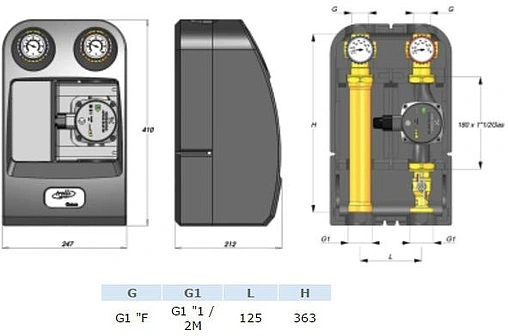 Насосный модуль с прямым контуром 1½&quot;н х 1&quot;в Barberi 01G 025 00X без насоса