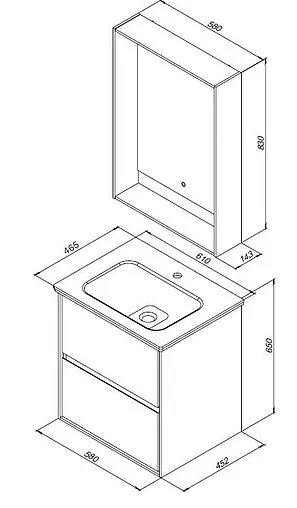Тумба под умывальник подвесная Aquanet Милан 60 чёрный глянец 00269306