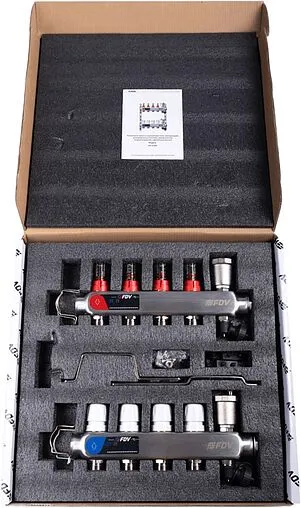 Группа коллекторная с расходомерами 4 отвода 1&quot;в/в x ¾&quot;ек FDV S1103C-2/4