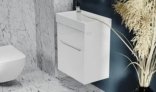 Тумба-умывальник подвесная Raval Brik 55 белый Brk.01.55/P/W/RL+17055-KL