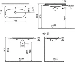 Тумба-умывальник подвесная VitrA Nest 80 натуральная древесина 56138 Тумба-умывальник подвесная VitrA Nest 80 натуральная древесина 56138, 3