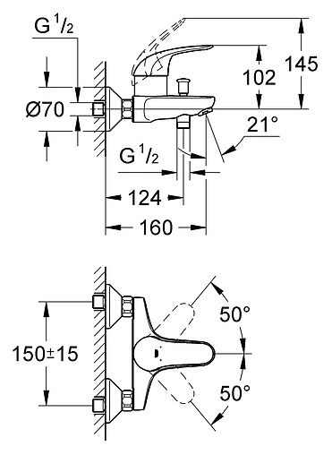 Смеситель для ванны Grohe Euroeco хром 32743000