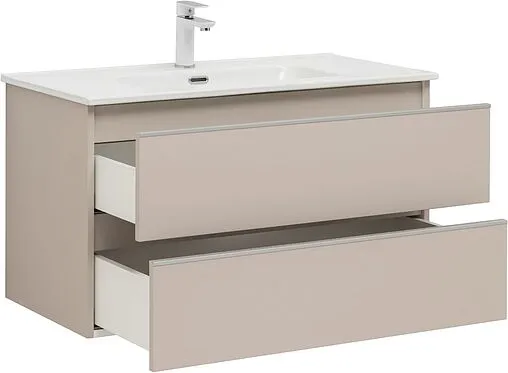 Тумба под умывальник подвесная Aquanet Вега 90 бежевый 00329586