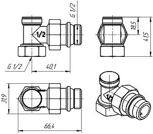 Вентиль запорный угловой ½" в/н Valtec VT.019.N.04 Вентиль запорный угловой ½" в/н Valtec VT.019.N.04, 2