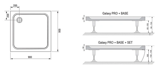 Поддон для душа Ravak Perseus Pro-90 Chrome XA047701010