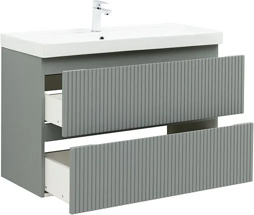 Тумба-умывальник подвесная Aquanet Джейн (Flat) 100 мисти грин 00335436+