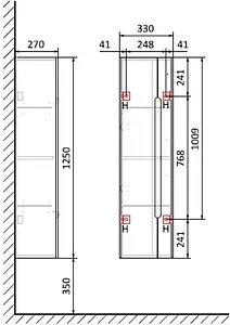 Шкаф-пенал подвесной Jorno Shine 33 белый Shi.04.125/P/W Шкаф-пенал подвесной Jorno Shine 33 белый Shi.04.125/P/W, 3