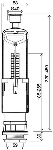 Механизм смыва для бачка двухрежимный OLI URAL II 140175