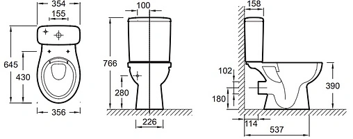 Унитаз-компакт безободковый Jacob Delafon Patio Rimless белый UJV102-00+ETB212RU-00