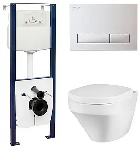 Комплект 6 в 1 Am.Pm Inspire FlashClean I012702/I014101/C501700SC с кнопкой белый глянцевый, 1