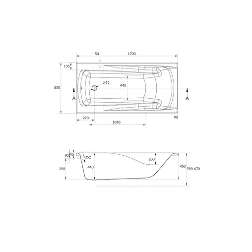 Ванна акриловая Cersanit Zen 170x85 P-WP-ZEN*170NL