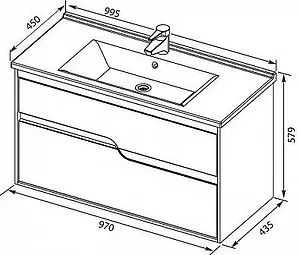 Тумба-умывальник подвесная Aquanet Модена 100 белый 00198489+00182321, 2