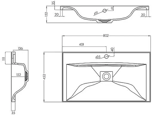 Раковина Aquaton Айрис M 80 белый 1A73263KAG010