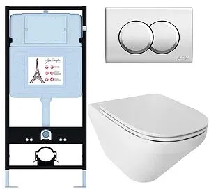 Комплект 6 в 1 Jacob Delafon Modern Life E21775RU-CP с кнопкой E36496-CP хром глянцевый, 1