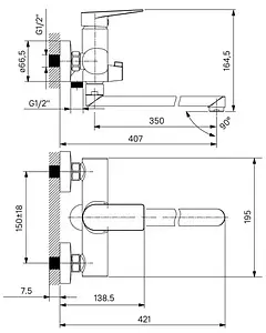 Смеситель для ванны с длинным изливом IDDIS Bridge хром BRDSB02i10WA Смеситель для ванны с длинным изливом IDDIS Bridge хром BRDSB02i10WA, 2