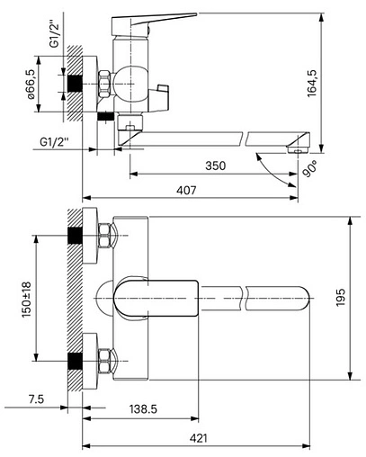 Смеситель для ванны с длинным изливом IDDIS Bridge хром BRDSB02i10WA