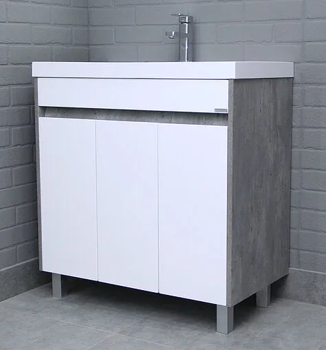 Тумба-умывальник напольная Домино Karlo 80 белый/бетон DK5311T+4627173210188